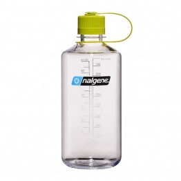 Nalgene Sustain Narrow Mouth 1 Litre Drink Bottle - Clear With Green Lid