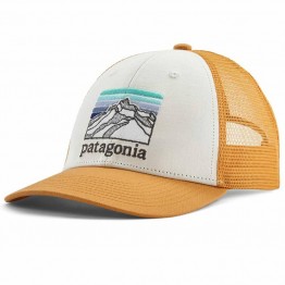 Patagonia Line Logo Ridge LoPro Trucker Cap - White with Dried Mango