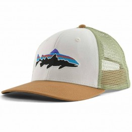 Patagonia Fitz Roy Trout Trucker Cap - White with Classic Tan