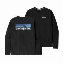 Patagonia Mens P6 Logo Responsibili-Tee LS - Black