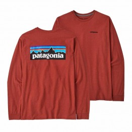 Patagonia Mens P6 Logo Responsibili-Tee LS - Burl Red