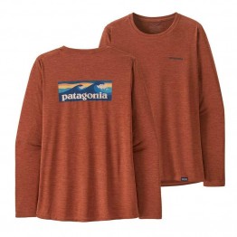 Patagonia Womens Cap Cool Daily Graphic LS Tee - Burl Red