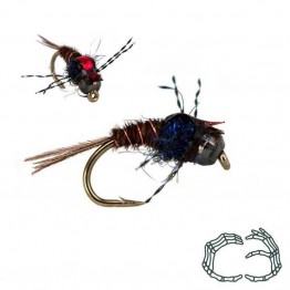C3 Nymph Pattern "Flashback Pheasant Tail Red" - Black Tungsten Bead Fly