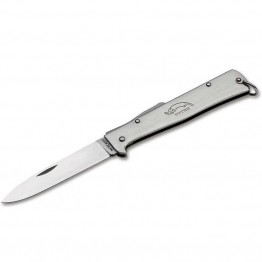 Otter Mercator German Lock Full Stainless Steel Knife with Clip - 9cm