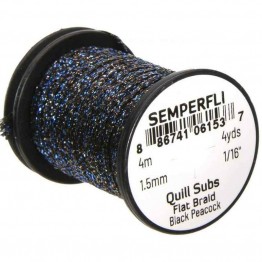Semperfli Quill Subs Flat Braid - Black Peacock