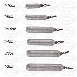 Slip or Dropshot Sinkers Assorted Sizes Packet of 18