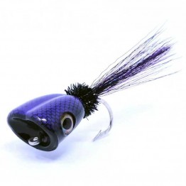 Surface Seducer Double Barrel Baitfish Popper - Black/Purple - 3/0 S/Water Fly